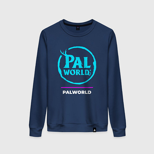 Женский свитшот Символ Palworld в неоновых цветах / Тёмно-синий – фото 1