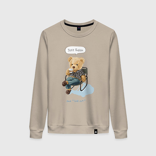 Женский свитшот Плюшевый мишка отдыхает / Миндальный – фото 1