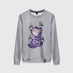 Женский свитшот Скользящий серый кот