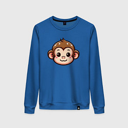 Свитшот хлопковый женский Мордочка обезьяны, цвет: синий