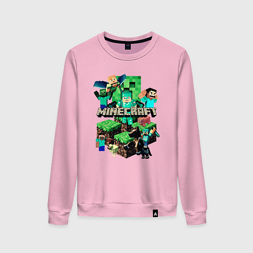 Женский свитшот Персонажи из Minecraft / Светло-розовый – фото 1