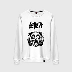 Свитшот хлопковый женский Slayer - rock panda, цвет: белый