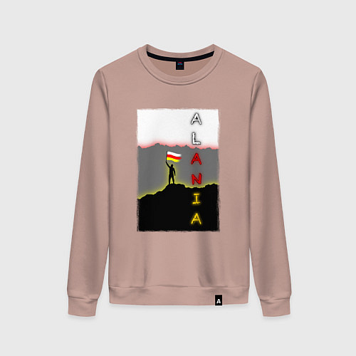 Женский свитшот Алания человек с флагом / Пыльно-розовый – фото 1