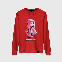 Свитшот хлопковый женский Minecraft персонаж девушки в костюме, цвет: красный
