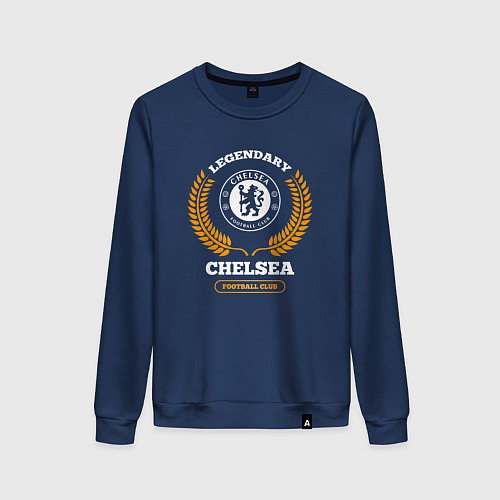 Женский свитшот Лого Chelsea и надпись legendary football club / Тёмно-синий – фото 1