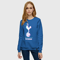 Свитшот хлопковый женский Tottenham FC в стиле glitch, цвет: синий — фото 2