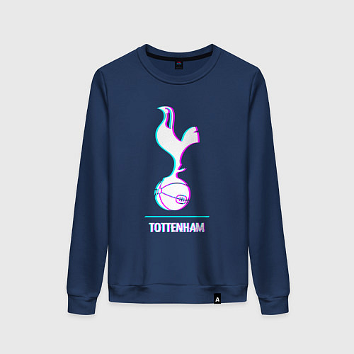 Женский свитшот Tottenham FC в стиле glitch / Тёмно-синий – фото 1