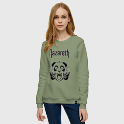 Свитшот хлопковый женский Nazareth - rock panda, цвет: авокадо — фото 2