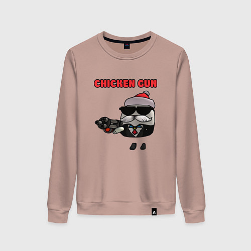 Женский свитшот Chicken gun santa / Пыльно-розовый – фото 1