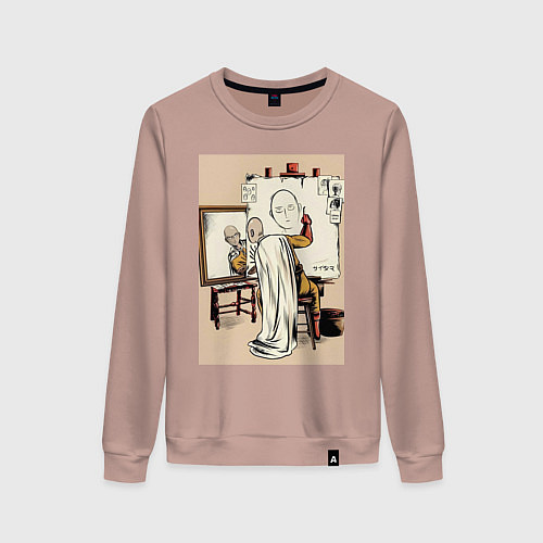 Женский свитшот Ванпанчмен Сайтама рисует / Пыльно-розовый – фото 1