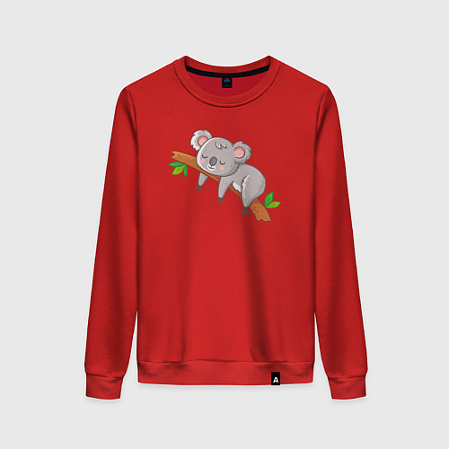 Женский свитшот Коала спит на ветке / Красный – фото 1
