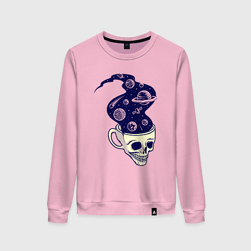 Женский свитшот Dead drink space skull / Светло-розовый – фото 1