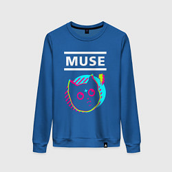 Свитшот хлопковый женский Muse rock star cat, цвет: синий