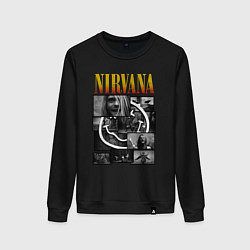 Свитшот хлопковый женский Nirvana kurt krist dave, цвет: черный