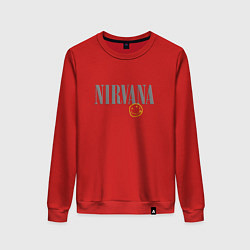 Свитшот хлопковый женский Nirvana logo smile, цвет: красный