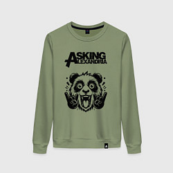 Свитшот хлопковый женский Asking Alexandria - rock panda, цвет: авокадо