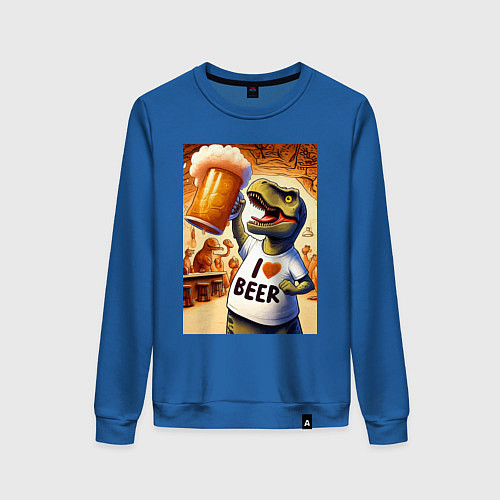 Женский свитшот I love beer - ai art / Синий – фото 1