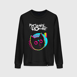 Свитшот хлопковый женский My Chemical Romance rock star cat, цвет: черный