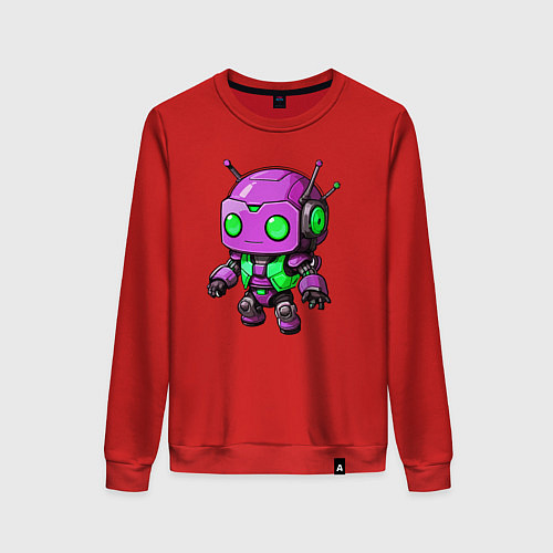 Женский свитшот Фиолетовый робот инопланетянин / Красный – фото 1