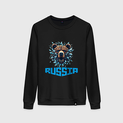 Женский свитшот Russian bear head / Черный – фото 1
