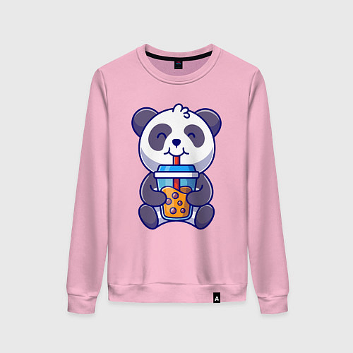 Женский свитшот Drinking panda / Светло-розовый – фото 1
