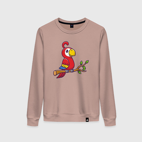 Женский свитшот Красный попугайчик / Пыльно-розовый – фото 1