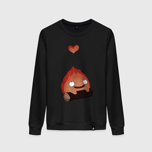 Женский свитшот Кальцифер сердце / Черный – фото 1