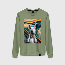 Свитшот хлопковый женский Булли в картине крик - нейросеть, цвет: авокадо