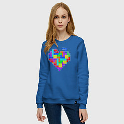 Свитшот хлопковый женский Color tetris, цвет: синий — фото 2