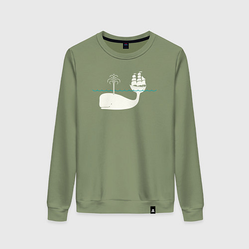 Женский свитшот Кит и корабль / Авокадо – фото 1