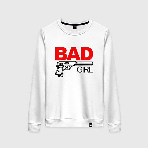 Женский свитшот Bad girl with gun / Белый – фото 1