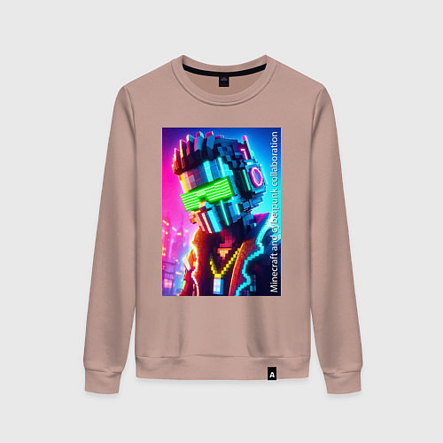 Женский свитшот Minecraft and cyberpunk - collaboration ai art / Пыльно-розовый – фото 1