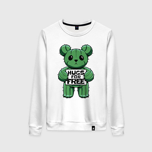 Женский свитшот Милый кактусовый мишка / Белый – фото 1