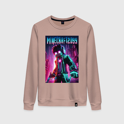 Женский свитшот Minecraft - ai art fantasy neon / Пыльно-розовый – фото 1