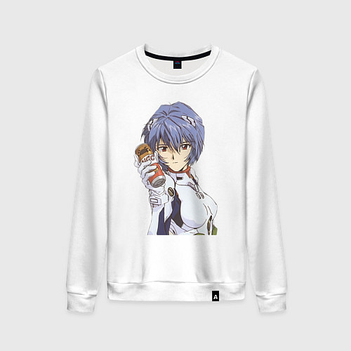 Женский свитшот Евангелион Рей Аянами и банка / Белый – фото 1