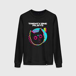 Свитшот хлопковый женский Twenty One Pilots rock star cat, цвет: черный