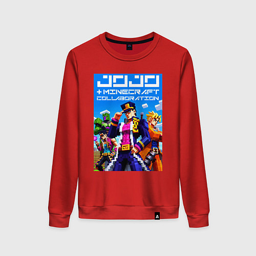 Женский свитшот Jojo and Minecraft - collaboration ai art / Красный – фото 1