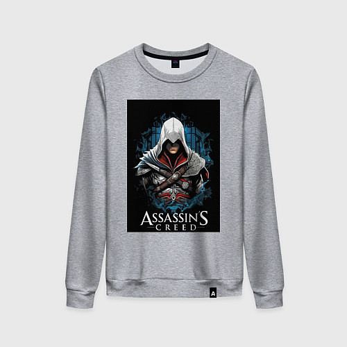 Женский свитшот Assassins creed белый костюм / Меланж – фото 1