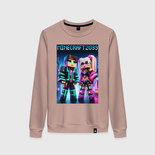 Женский свитшот Барби и Кен - коллаборация с Майнкрафт / Пыльно-розовый – фото 1