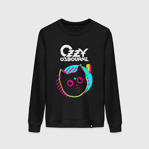 Женский свитшот Ozzy Osbourne rock star cat / Черный – фото 1