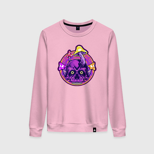 Женский свитшот Череп и грибочки / Светло-розовый – фото 1