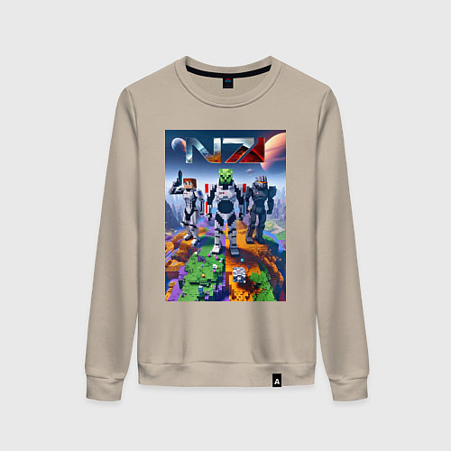 Женский свитшот Mass effect and Minecraft - ai art collaboration / Миндальный – фото 1
