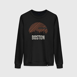 Свитшот хлопковый женский Boston Massachusetts, цвет: черный