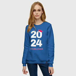 Свитшот хлопковый женский Выпуск 2024 - окончание школы -ВУЗа, цвет: синий — фото 2