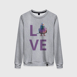Свитшот хлопковый женский Любовь к голубям, цвет: меланж