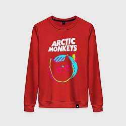 Свитшот хлопковый женский Arctic Monkeys rock star cat, цвет: красный