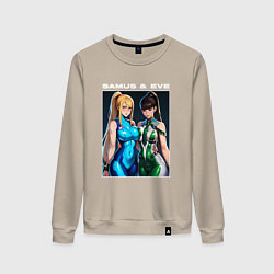 Свитшот хлопковый женский Самус Аран и Ева, цвет: миндальный
