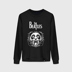 Свитшот хлопковый женский The Beatles rock panda, цвет: черный
