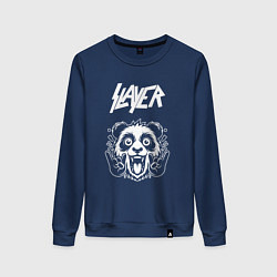 Свитшот хлопковый женский Slayer rock panda, цвет: тёмно-синий