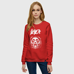 Свитшот хлопковый женский Slayer rock panda, цвет: красный — фото 2
